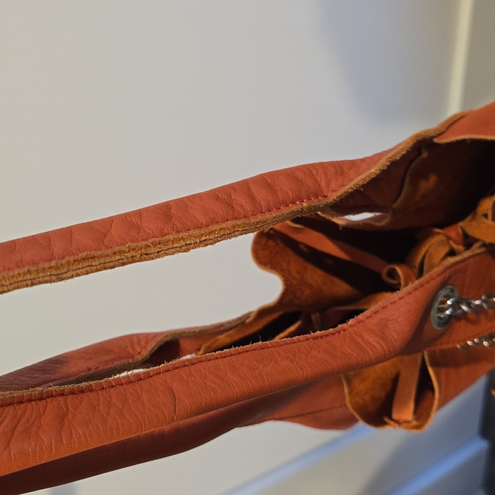 Nardelli Womens Italy Made Orange Large Shoulder Bag Tote Purse Handbag Leather - Picture 10 of 12